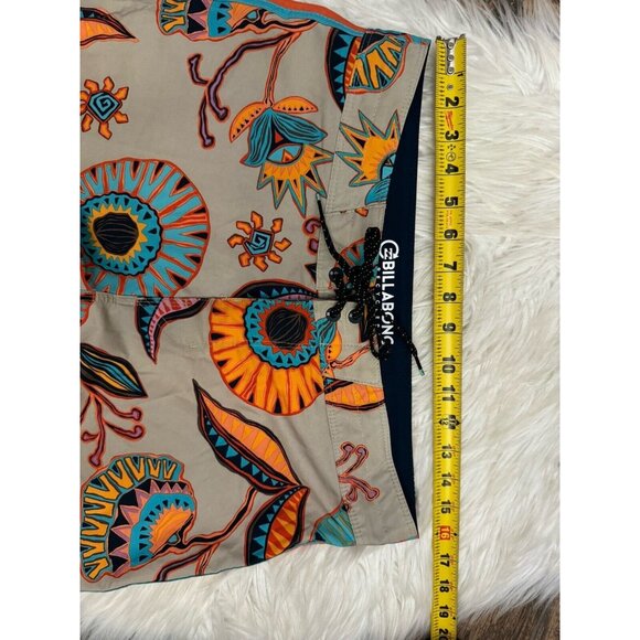 Billabong Size 30 Recycler 73 Pro Beige Orange Aqua Floral Board Shorts Swimsuit - Picture 5 of 8